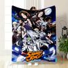 A Group of Dynamic Anime Characters In Action Poses Under a Full Moon. for All Seasons Blanket Lunch Break Throw Gift
