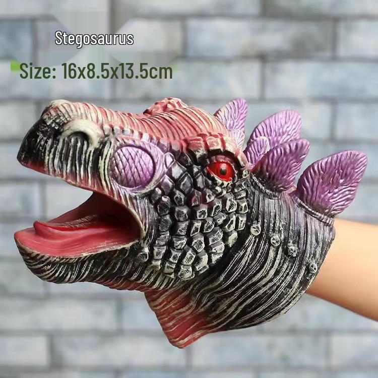 Dinosaur Hand Puppet Gloves - Soft Rubber Triceratops & T. Rex Simulation Toys for Kids