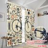 2pcs,2D Plane Printing Pattern Curtains Bike Oasis Versatile Polyester Fabric (without Rod) Gifts Ldeal for Living Room and
