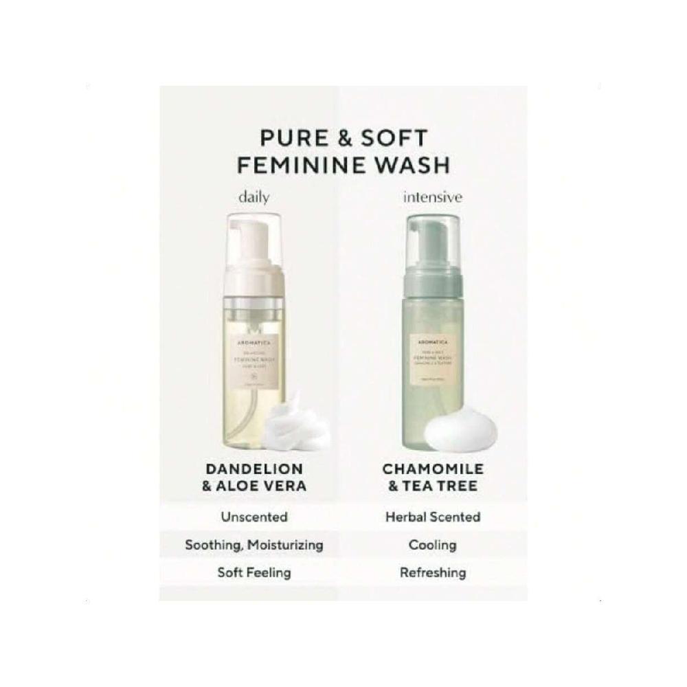 Aromatica Pure And Soft Feminine Foaming Wash 170ml | Vegan, PH-Balanced, Natural Ingredients, Unscented, No Irritation, For Sensitive Skin