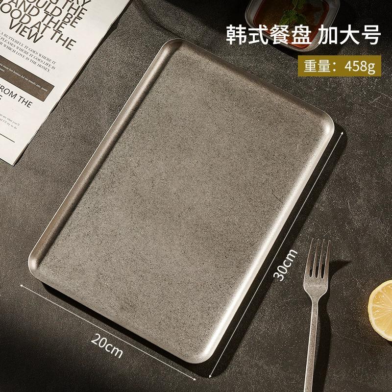 Stainless Steel Vintage Snowflake Silver Square Tray Bread Barbecue Steak Plate Dinner Plate Dessert Dinnerware Decorative Tray