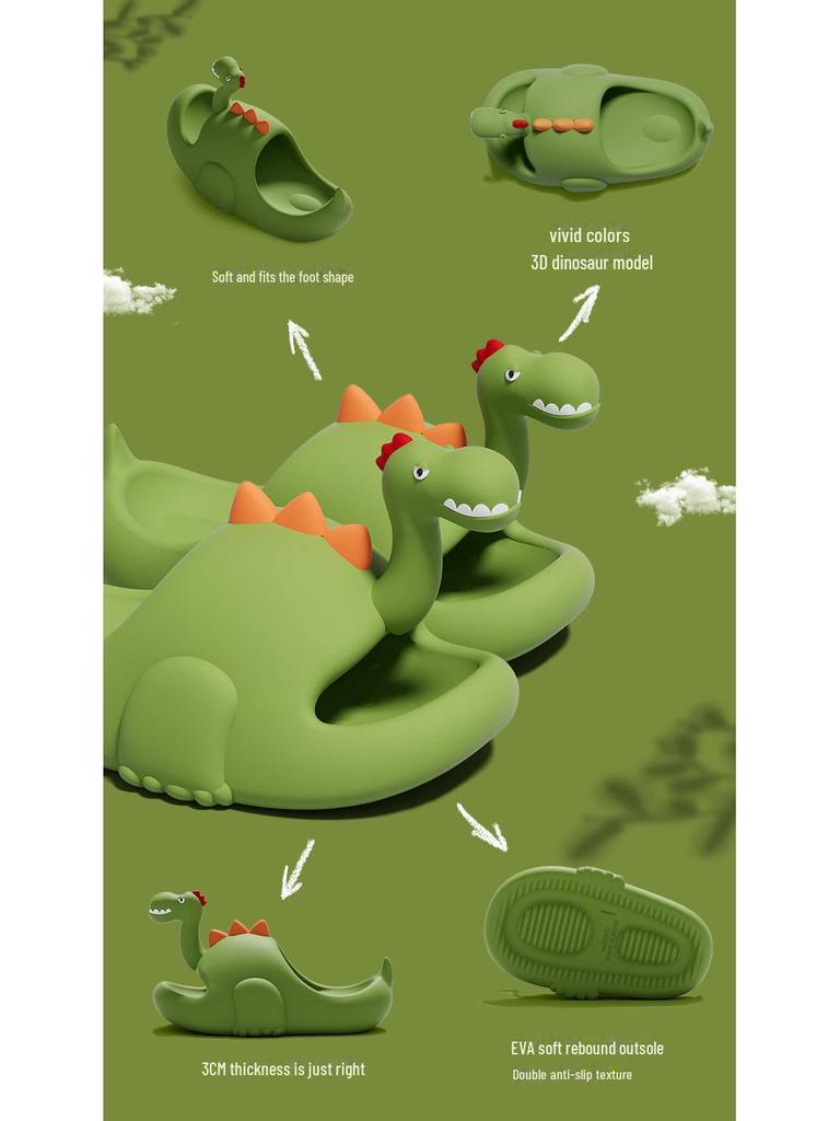 Damskie letnie kapcie z motywem dinozaura - urocze sandały kąpielowe do użytku wewnątrz i na zewnątrz