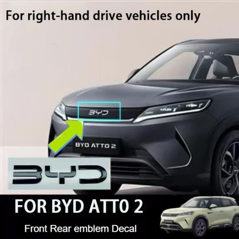 For BYD Atto 2 Right-hand Drive Dedicated Car Front Bumper Covering Black Emblem Rear Emblem Decorative Sticker