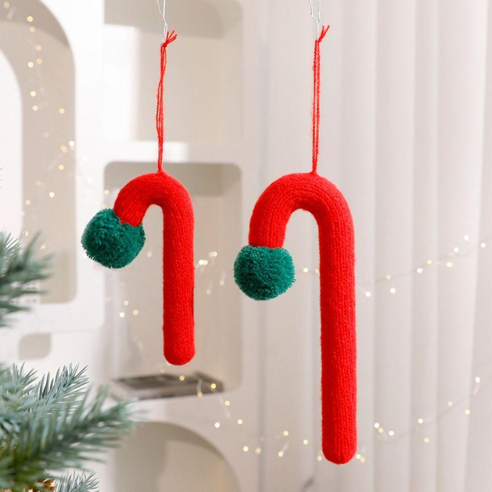 

Cartoon Hanging Candy Cane Ornaments Knitted Christmas Tree Pendant Holiday Festival Decor S красный