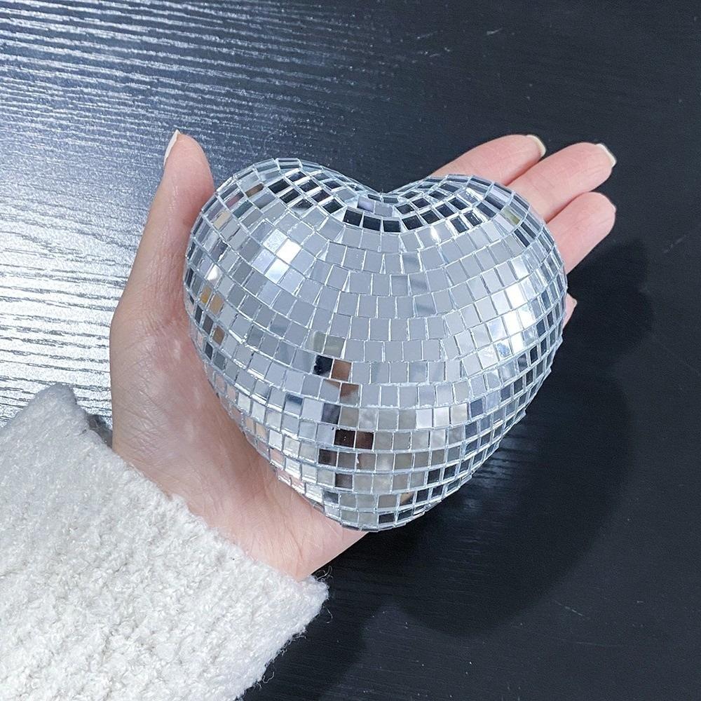 Lightweight Disco Ball Decorations Heart-Shaped Christmas Party Decorations  Keys Chain