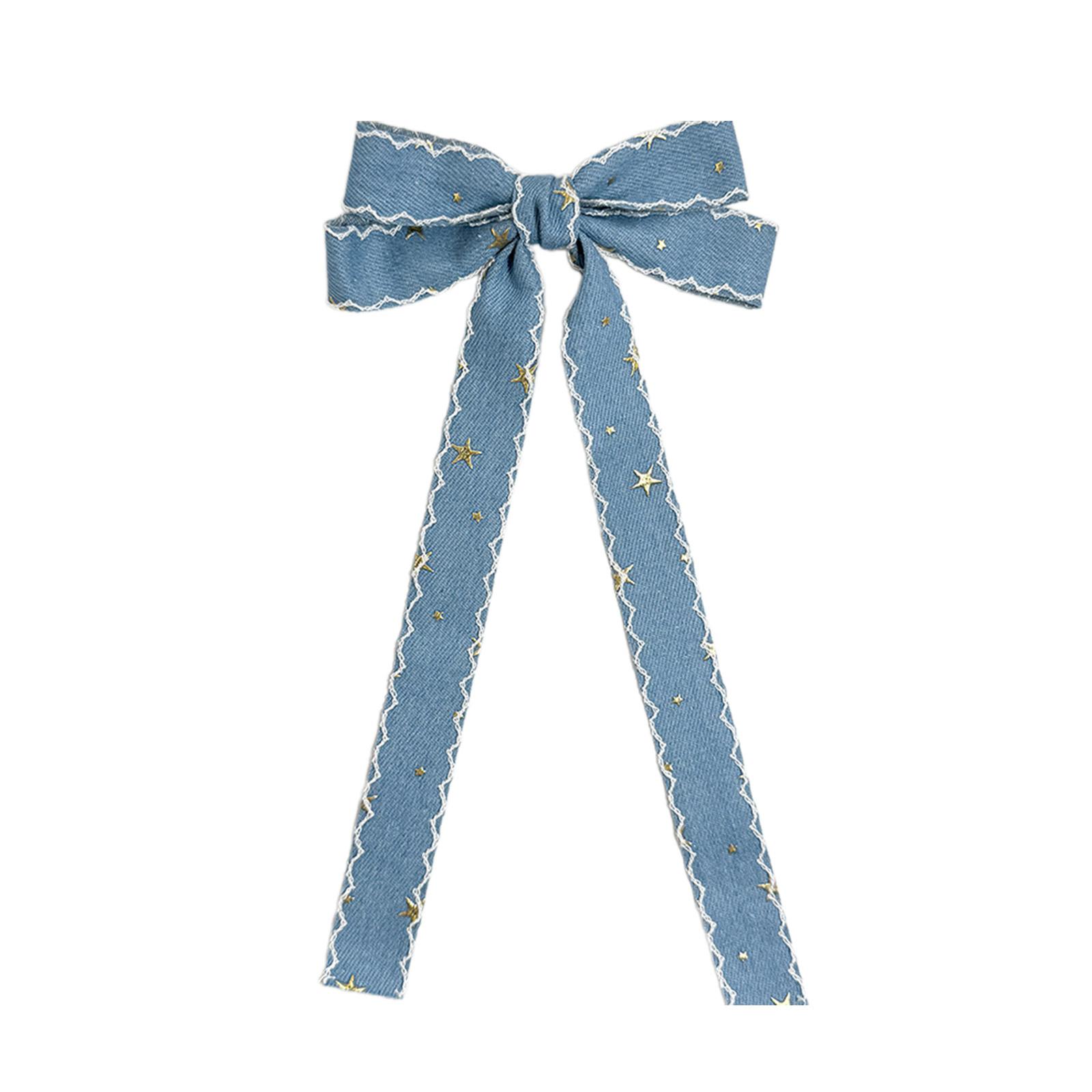 

Ленточные банты для волос из денима, кружевные заколки-банты для волос в корейском стиле, женские заколки-держатели для косичек, нескользящие заколки, украшения для волос B