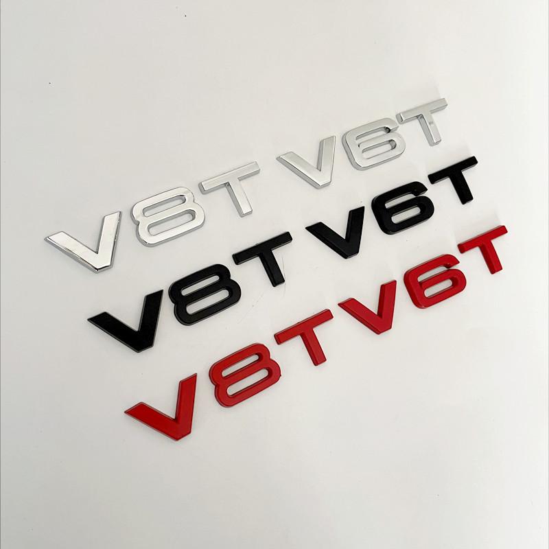 3D Metal V6T V8T Side Fender Emblem Tail Trunk Logo Badge Sticker Car Styling For 2s A3 A4 A5 A6 A7 A8 S3 S4 S5 S6 Q3 Q5 Q7A1