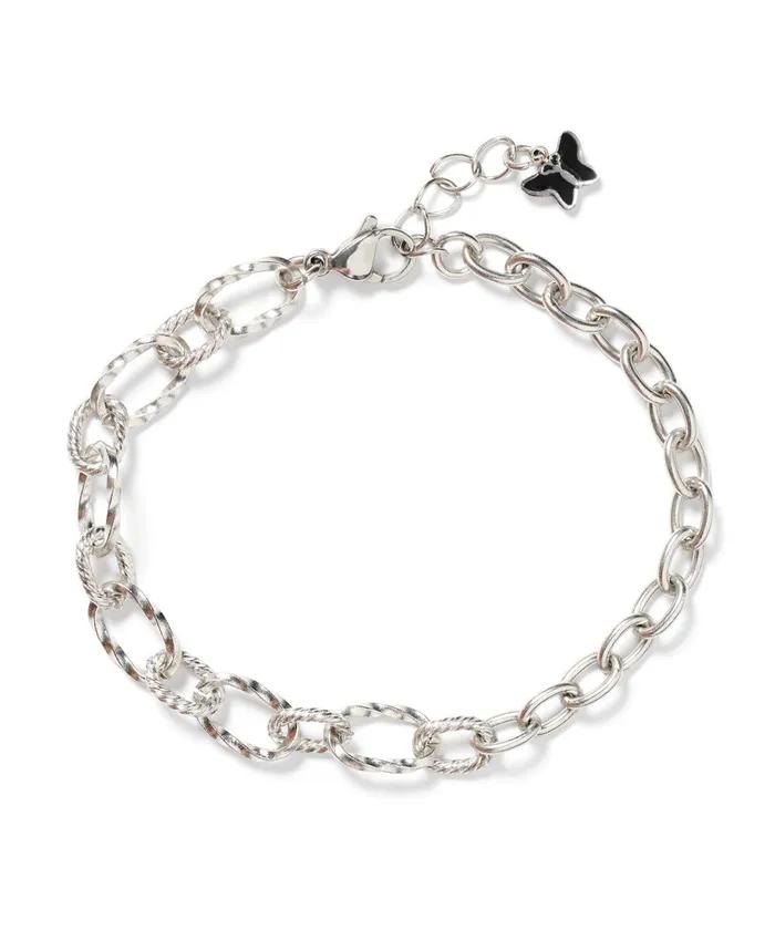 Surgical Mix Chain Butterfly Charm Bracelet (PLT-BR-003_SV)