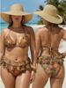 Europäischer & Amerikanischer 2026 Bedruckter Bikini: Sexy Schlankmachende Zweiteilige Badebekleidung in Übergröße für Damen für den Strand.