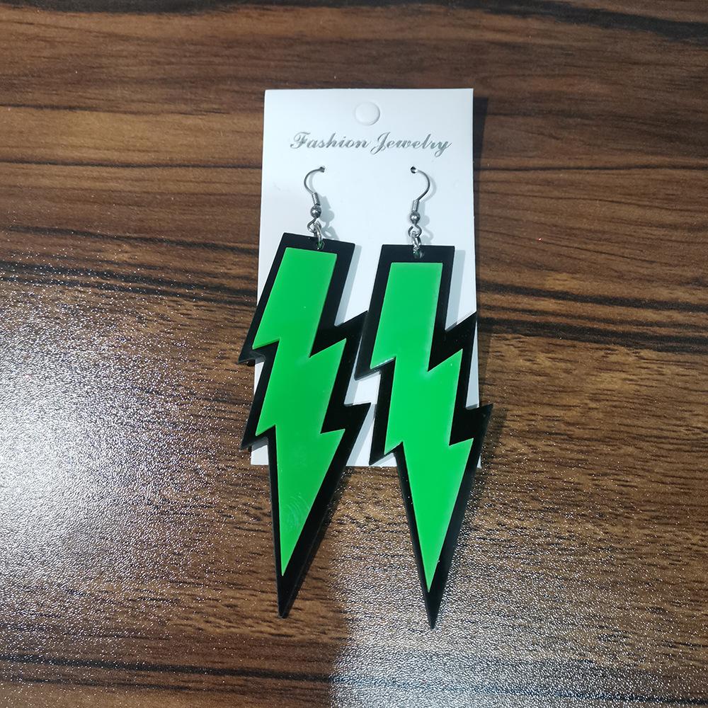 

Женские серьги из кислотной акриловой смолы, висячие серьги с молниями, серьги-крючки зелёный