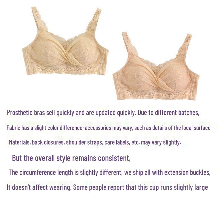 Post-Mastectomy Silicone Prosthetic Lace Bra - Plus Size, Breathable, Shaping, Bandeau
