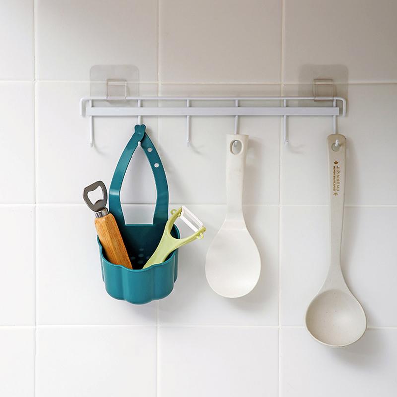 4pcs Kitchen Sink Drain Rack Soap Sponge Holder Hanging Storage Basket for Bathroom Adjustable Faucet Holder Kitchen Accessories