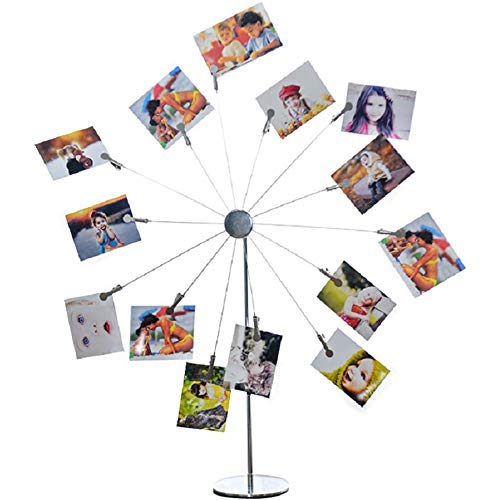 Mollytek Photo Display, Photo Clips, Tabletop Ferris Wheel Photo Frame, Rotating Photo Frames, Holds 14 Photo Frames, Perfect for Gifts, Memorials, We