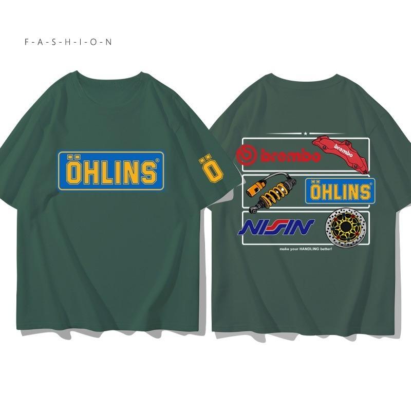 2025 Men's Motorcycle Ohlins Suspension Print T-shirt Graphic Oversized Sport Breathable Comfortable Streetwear S-4XL Cool Tee