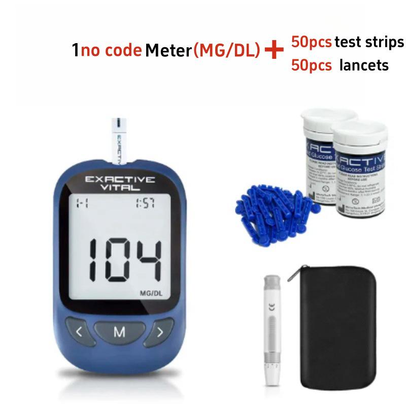 EXACTIVE VITAL Blood Glucose Meter with Test Strips and Collection Needles for Export