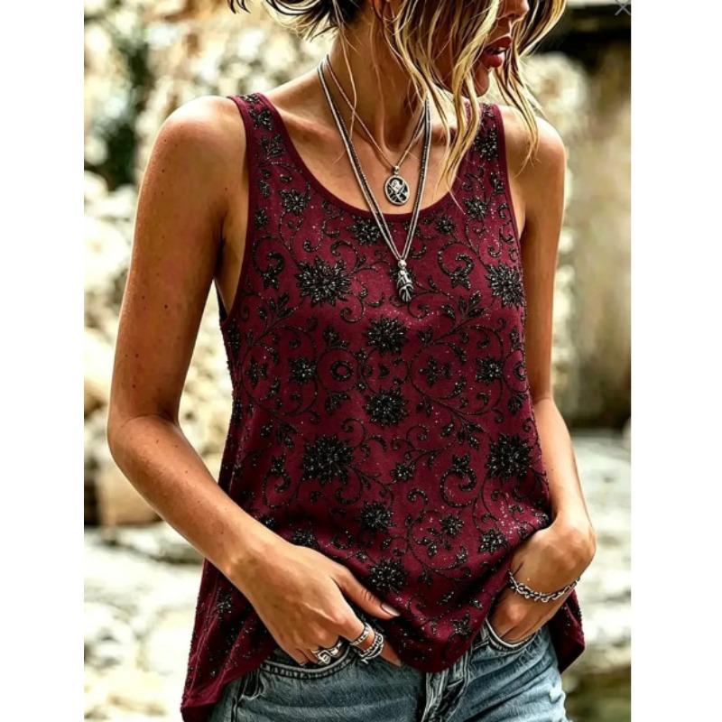 Summer Plus Size Sleeveless Camisole Vest Women 3D Printed O Neck Casual Versatile Simple Vest Tops
