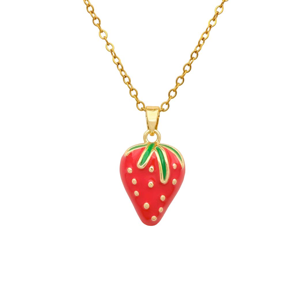 Strand Fruit Strawberry Sweet Necklace Accessory Women's Simple Luxury High Titanium Steel Collar Chain