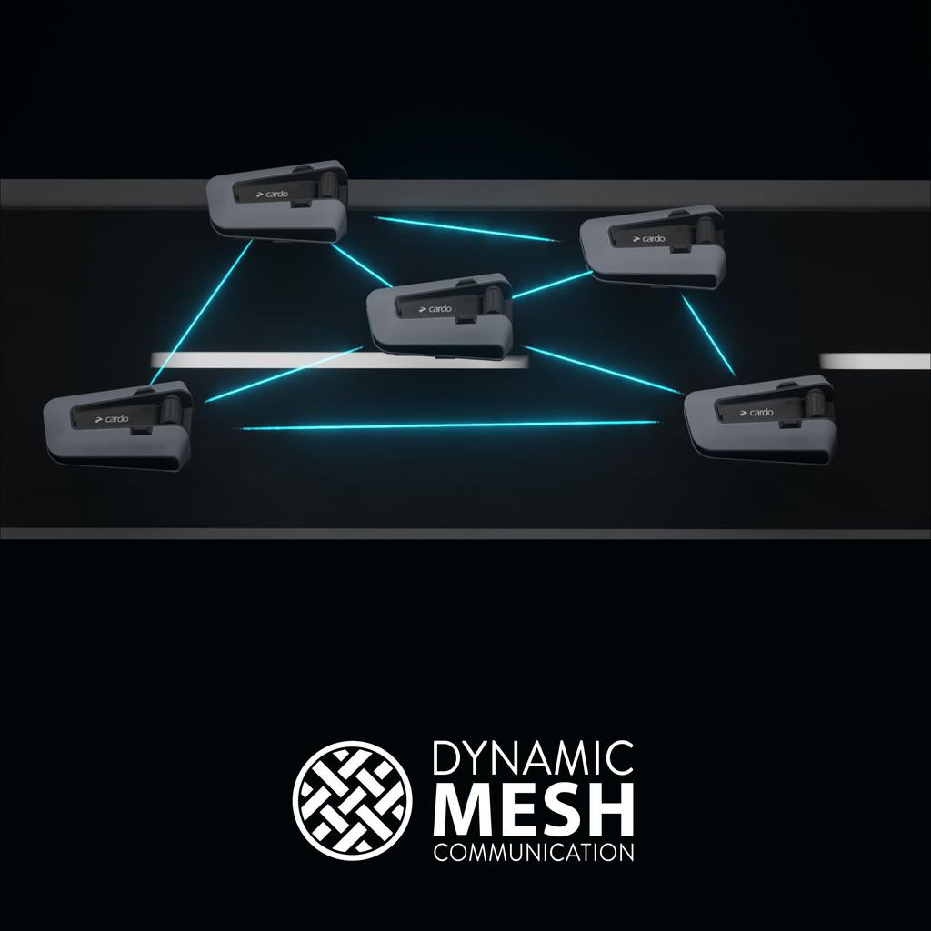 Cardo PACKTALK EDGE Motorcycle Intercom for Includes Official Brand Logo Sticker 1-15 People, (PT200001-STKC0069)