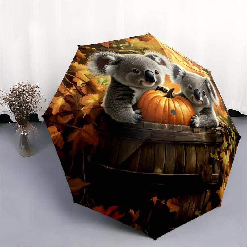 Fantasia koala, ombrello pieghevole automatico, design portatile e pieghevole, 8 stecche, un regalo di Natale o di compleanno.