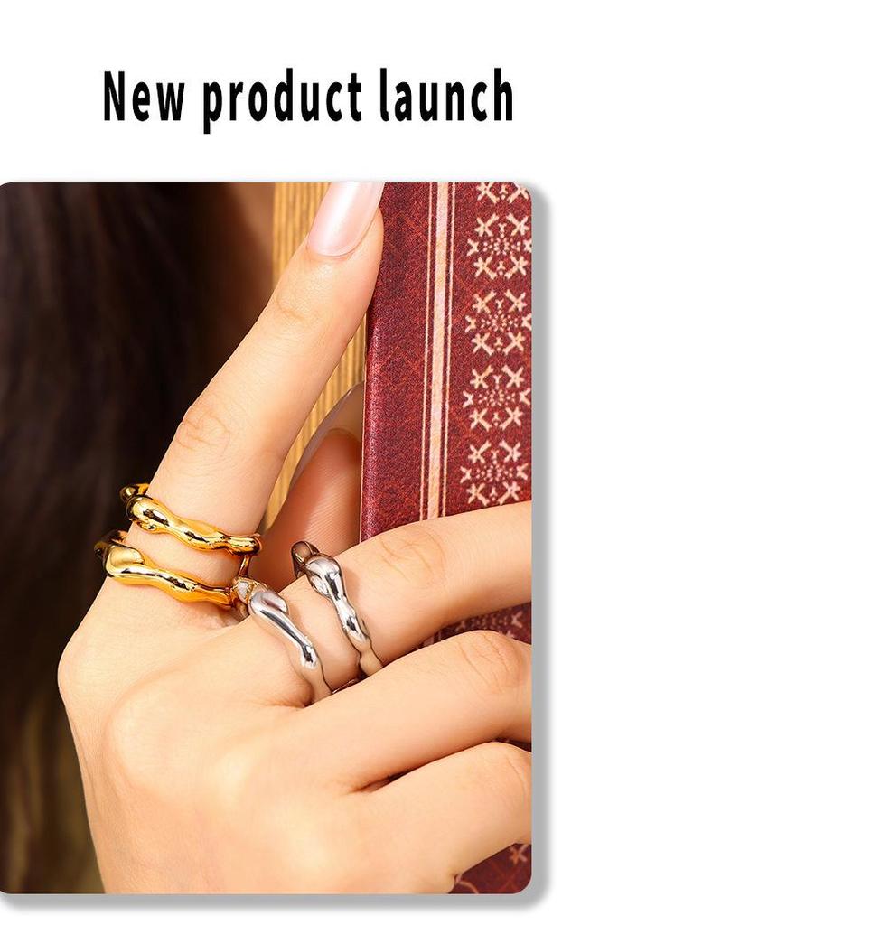 18K Gold-Plated Openwork Geometric Ring: European & American Style, Adjustable Copper Index Finger Accessory