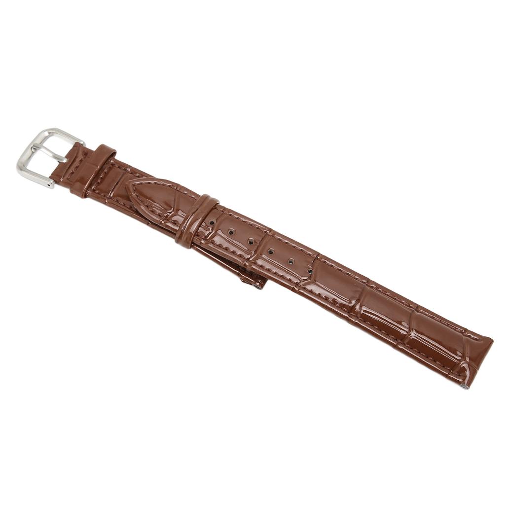 Watch Band PU Leather Alloy Pin Buckle Sweatproof Soft Breathable Replacement WatchbandBrown