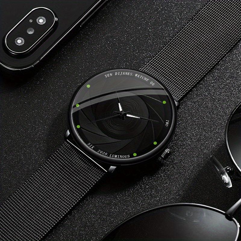 DIJANES 2pcs/set Men's Business Minimalist Quartz Watch Stainless Steel Mesh Band Wrist Watch & Her King Bracelet, Valentine's Day Gift For Him