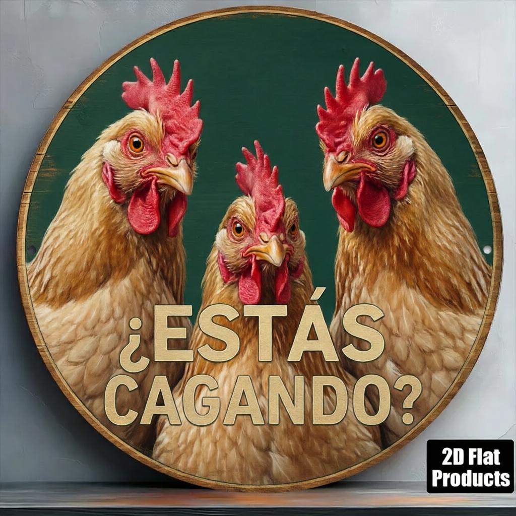 Retro Round Metal Sign Funny Animals Bathroom Wall Decor Humorous Spanish Quote Sign for Home Restroom Farmhouse