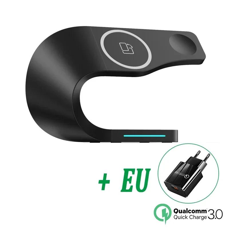 Chargeur sans fil 4 en 1 avec coque en métal pour iPhone 15 14 13 12 Station de charge rapide magnétique Support Dock pour Apple Airpods Watch