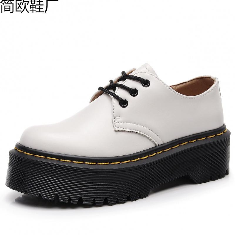 Kleine leren schoenen dames lage schacht, leer zacht leer ronde neus casual student muffin zool korte laarzen