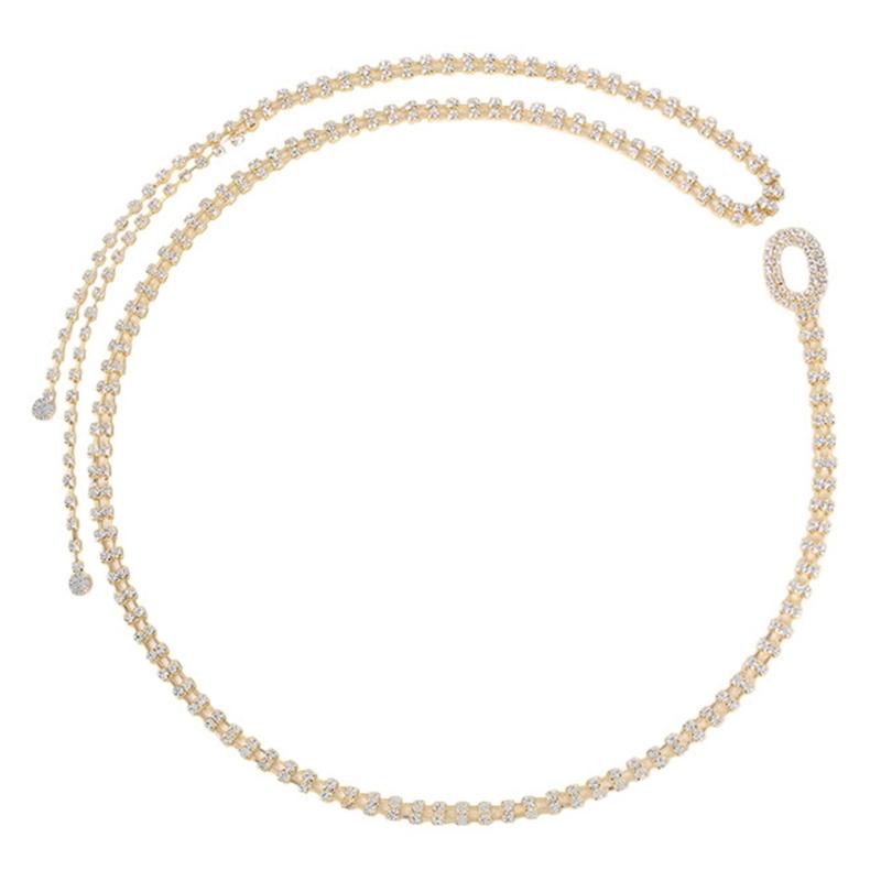Rhinestones Embellished Waist Chain Fashionable Women Elegan Body Chain for Evening Wear