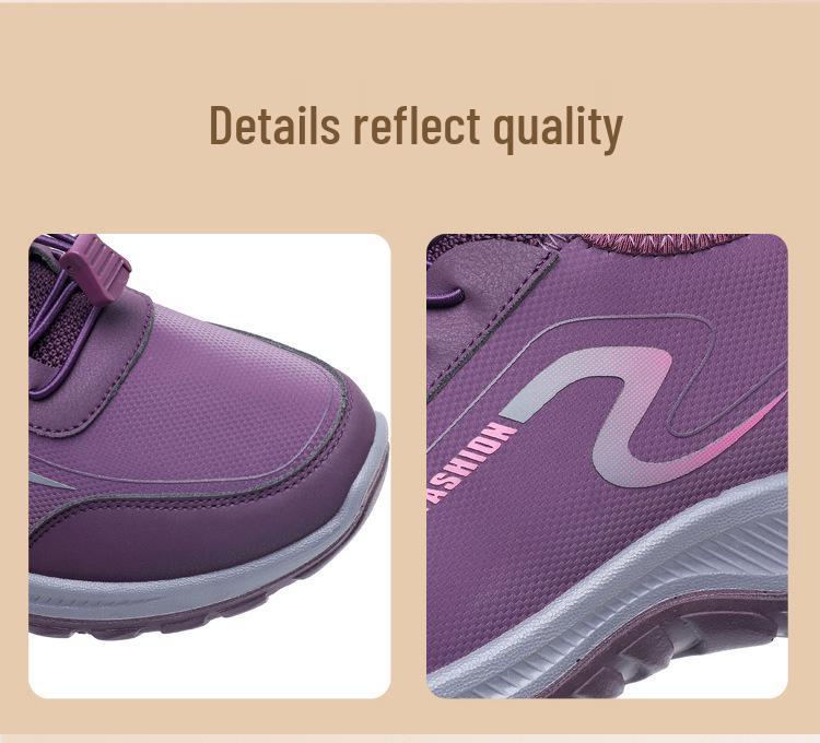 Women's Winter Velvet-Lined Beijing Cloth Shoes - Warm, Non-Slip, Soft Sole Sports Shoes for Middle-Aged and Elderly.