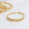 14K Gold Plated Engraved Pattern Bangle with Laser Bead - Handmade Wire Wrapped Bracelet Accessory.