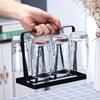 Steel Bottle Cup Hanging Drying Rack 6 Hook Organizer For Drinking Glass Containers With Protective Rubber Ends Hooks