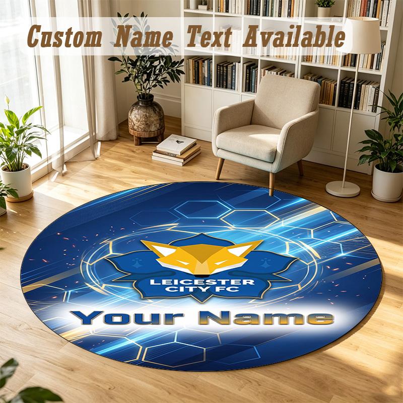 Round Rug Custom NameLeicester City Pattern Non Slip Carpet Home Floor Decor