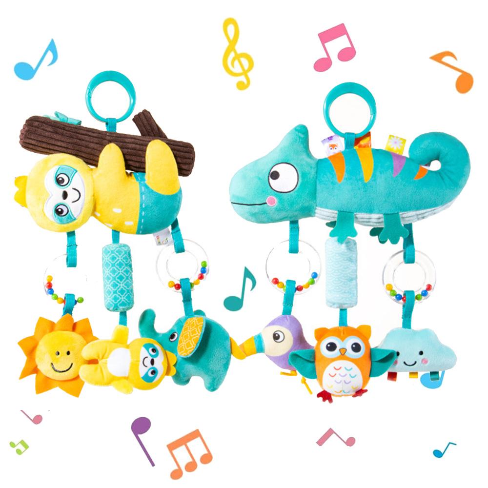 Babies Stroller Rattles Toy Jingle Travel Toy Hand Rattles With Cartoon Design Jingle Toy Portable Soft Grip for Newborns Gifts