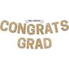 Pre-strung Congrats Grad Banner - No DIY - Gold Glitter Graduation Party Banner - Pre-strung Garland On 8 Ft Strand - Gold Grad Congrats Class of