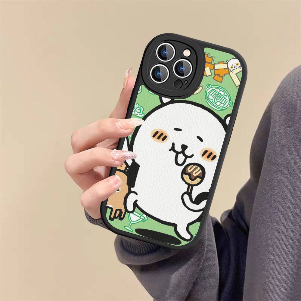 Cute Joke Bear Leather Phone Case For IPhone 16 16e 15 14 13 12 11 Pro Max Plus Mini Cover
