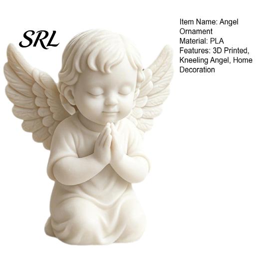 Cherub Desktop Statue 3D Printed Kneeling Angel Figurine, Praying Statue, Wings Bedroom Decor Sculpture for Home Office Indoor Outdoor Garden Detailed