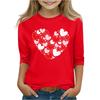 Print Tops For Youth Girls Round Neck 3/4 Sleeves T,Shirts Trendy Tops Outfit Tees