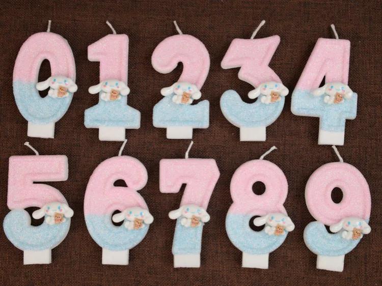 0-9  Birthday Number Candles Cute Number Candle Cinnamoroll Pink Blue Candles Top of Cake Baby Birthday Party Supplies Toy