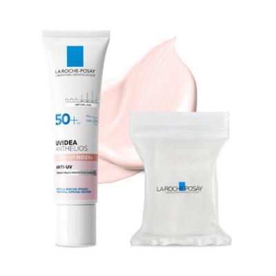 La Roche‑Posay UVIDEA Tone‑Up Rosy Plus Glow Sunscreen SPF50+ PA++++ — 30 Ml Cotton Pads — 30 Pcs Set: 1 Set