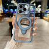 For iPhone 16 Pro Max Luxury Transparent Magsafe Magnetic Holder Frame Phone Case For iPhone 11 12 13 14 15Plus Lens Stand Cover