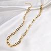 Stainless Steel Paper Clip Chain Oval Buckle Necklace Titanium Steel 18K Gold Electroplated Jewelry SS-054