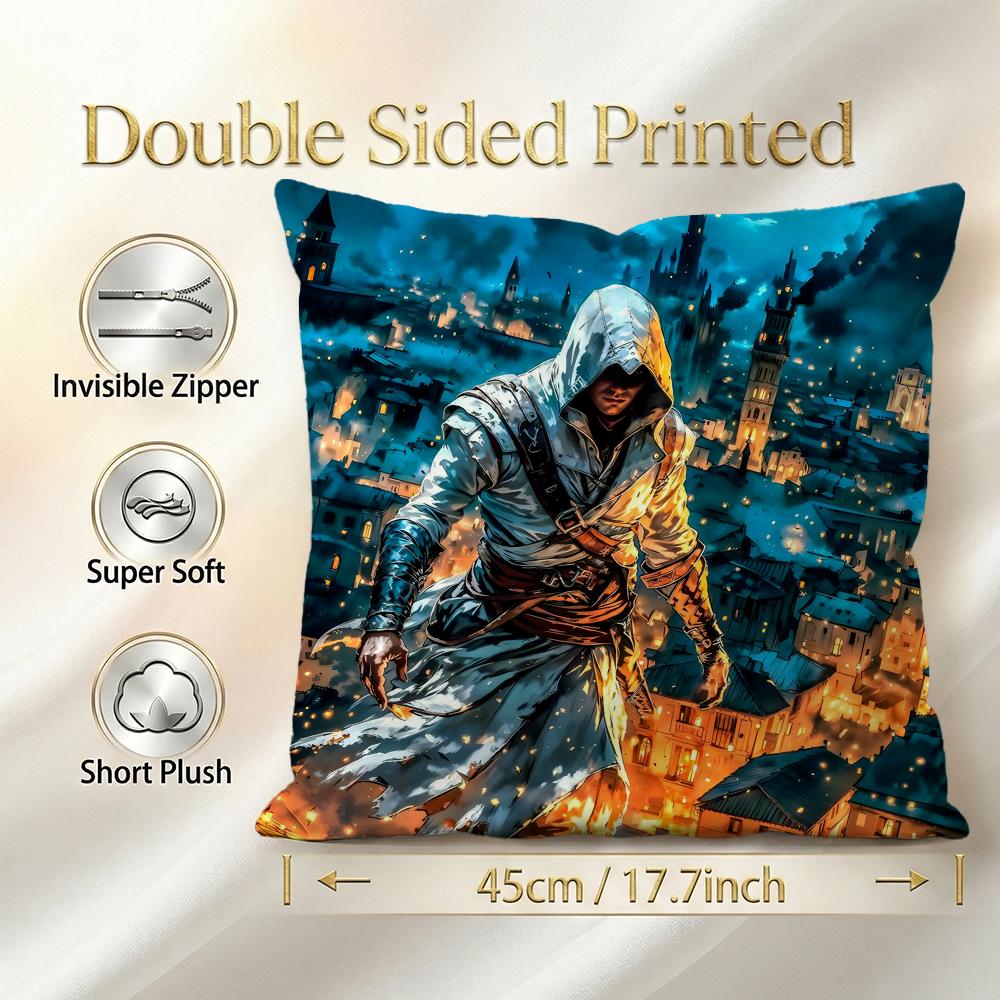 Federa per Cuscino Gioco Assassins Creed 1 Pezzo Coperture Decorative Morbida Custodia per Cuscino per Decorazione Divano Poltrona 40X40 45X45 Federe