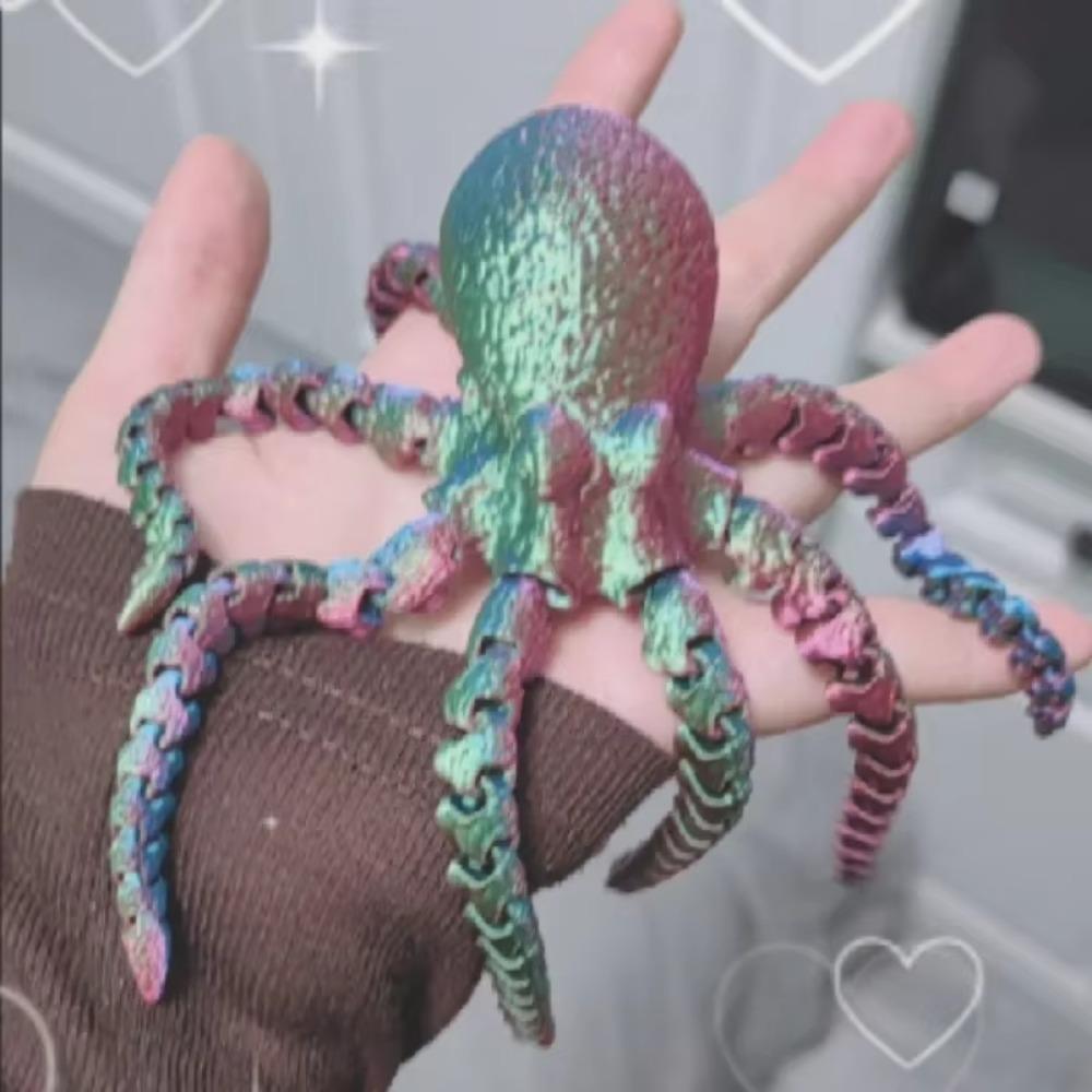 3D Printed Octopus Figurine Flexible Joints Home Office Desktop Decor Ocean Animal Aquarium Fish Tank Octopus Ornaments