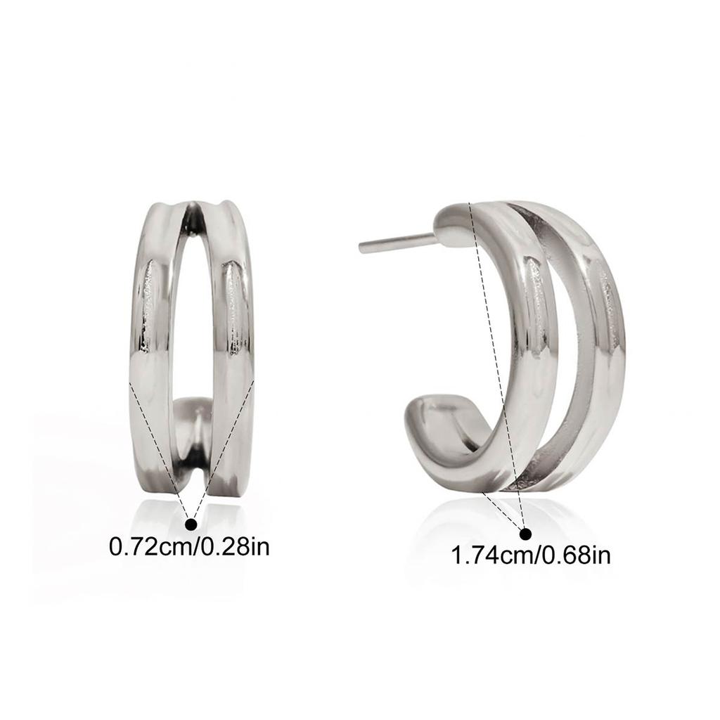 Three Layer Hollow C-shaped Stud Earrings Tarnish Resistant Metal Ladies Daily Wear Fashion Jewelry Wholesale