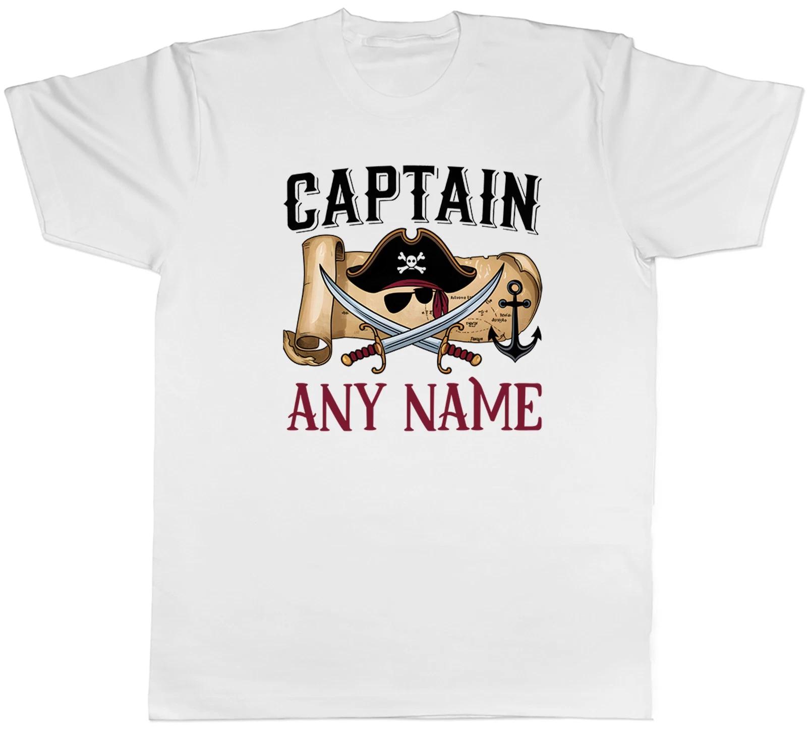 Personalised Captain Any Name Pirate Hat Patch Mens T-Shirt Tee Gift Top XXXXL