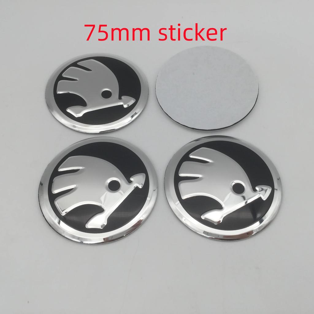 AAAJJ1 4pcs 3D 56mm 60mm 65mm 70mm 75mm For Skoda Car Emblem Wheel Hub Center Cap Badge Covers Sticker Decals Styling Accessories