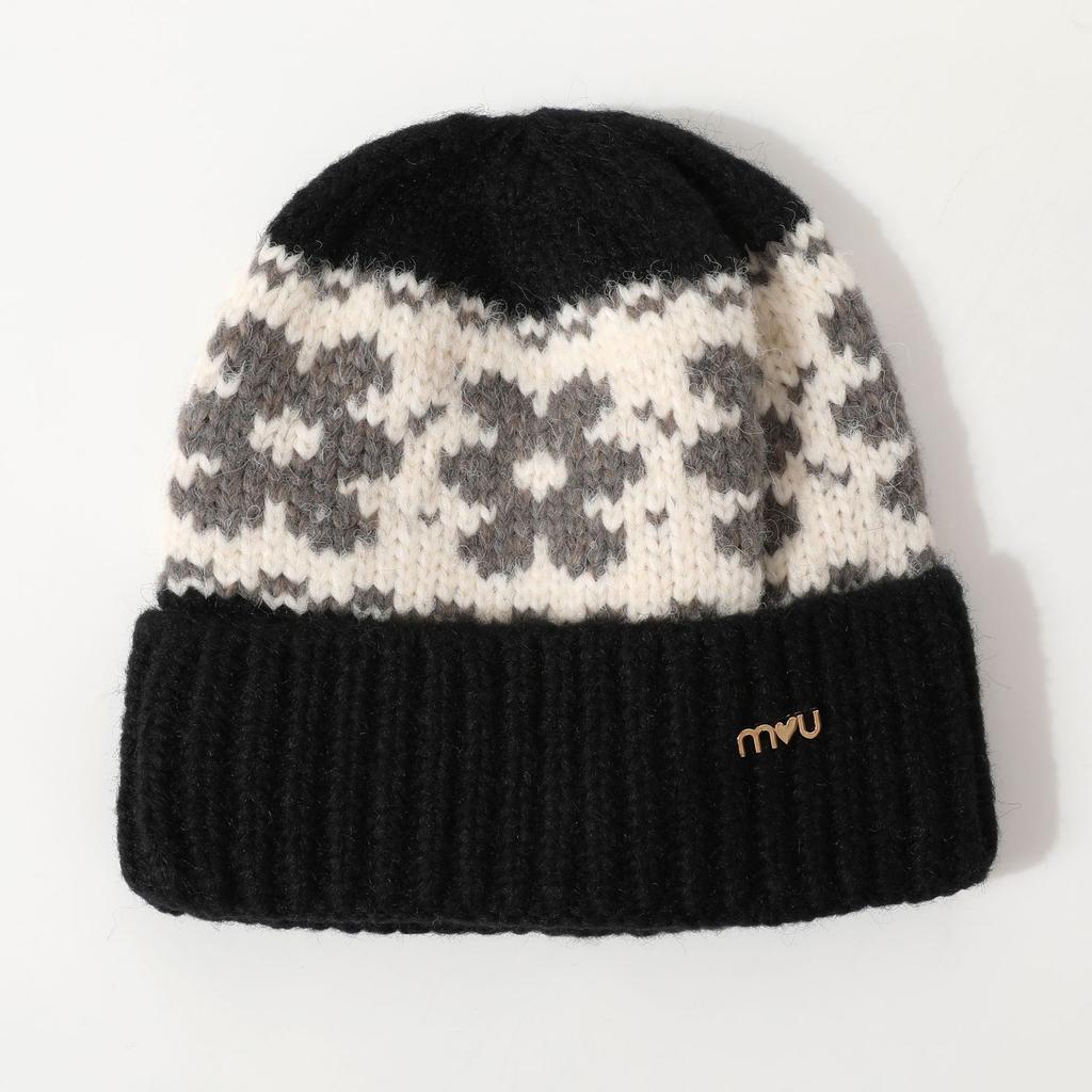 Retro Literary Children's Jacquard Knitted Hat Autumn and Winter Thickened Versatile Woolen Hat for Boys and Girls Cold Hat Melon Skin Hat