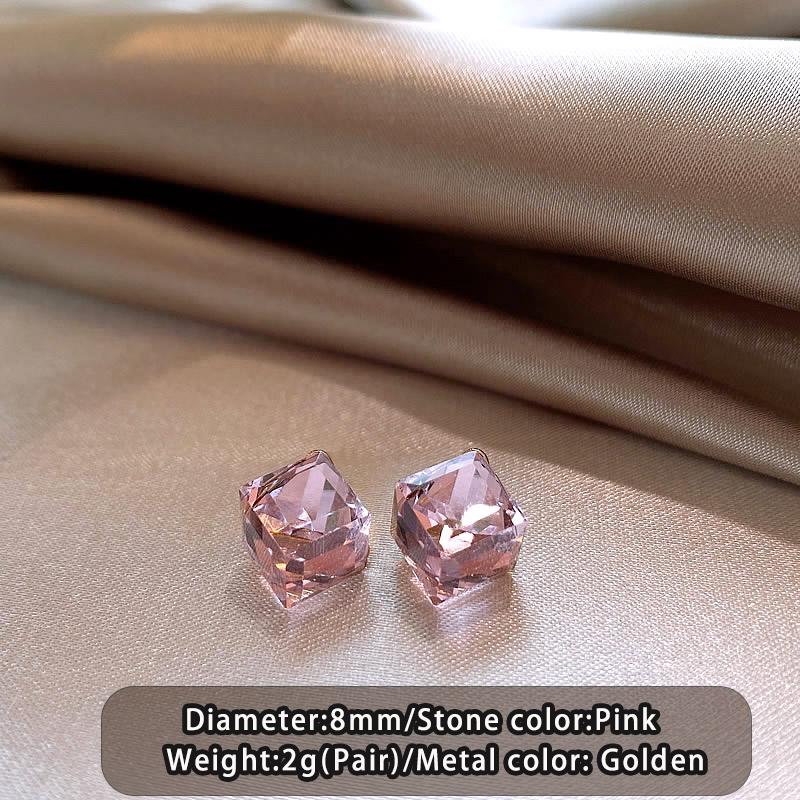 

Summer Dopamine Colored Artificial Crystal Three-dimensional Block Earrings 2026 Simple Versatile Jewelry Fashion Accessories рожевий